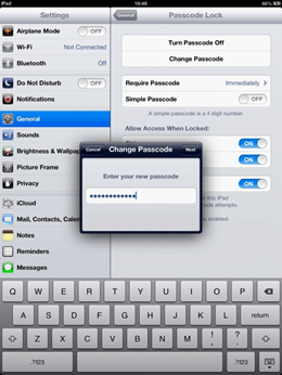 iDevice, Change Passcode